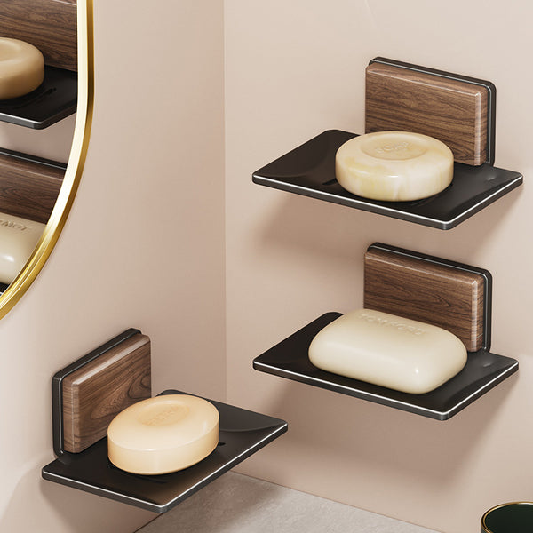 Walnut Soap Box Bathroom Soap Box Non-punching Wall-mounted Space Aluminum Toilet Drain Soap Rack Soap Box