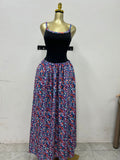European and american cross-border women's fashion  summer new sleeveless printed sexy camisole bodycon ruched maxi dress