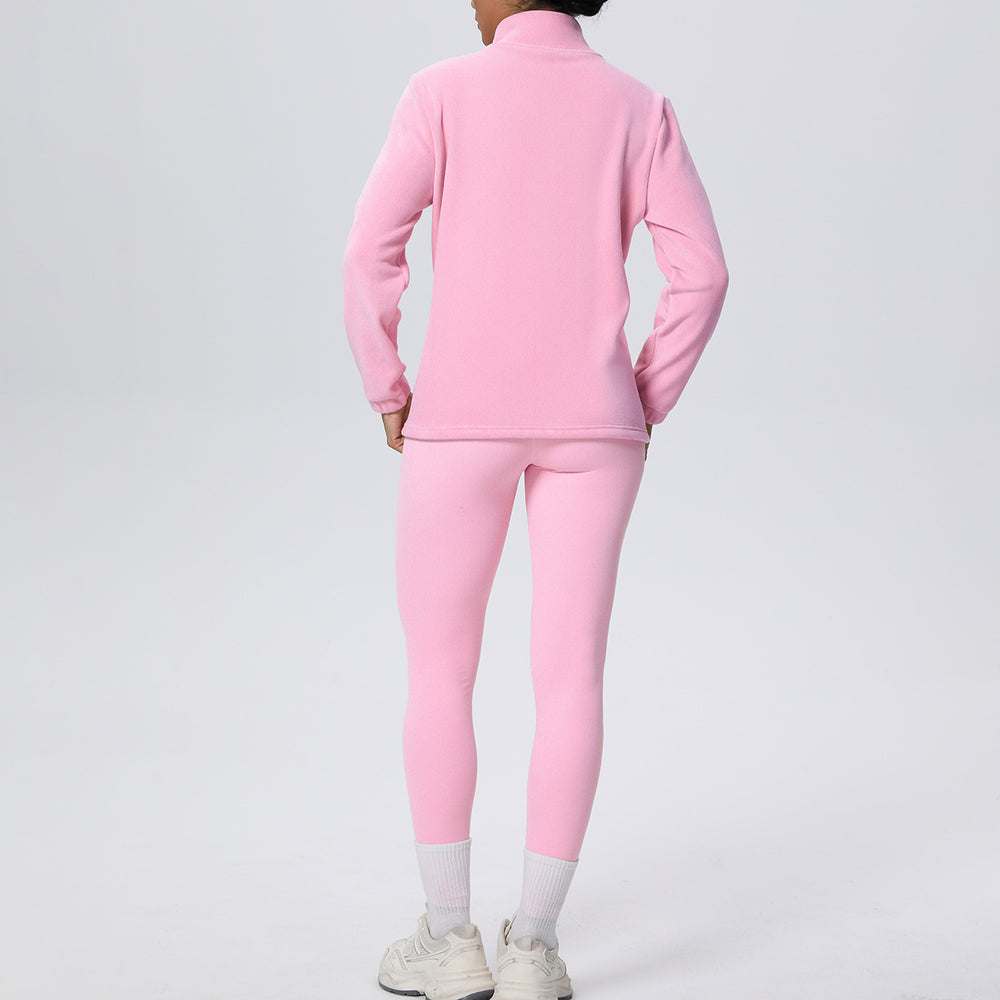 Fall and winternew arrivalfleece-linedsweatshirt zipperoutwearthickenedheattech outdoor sports suit running fitness yoga clothes for women