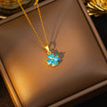 popular zircon-inlaid four-leaf clover necklace accessible luxury niche women's fashion non-fading clavicle chain earrings jewelry set
