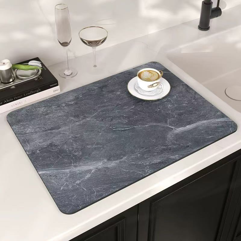 marble kitchen drain mat coffee machine non-slip mat countertop insulation mat absorbent mat drying mat placemat