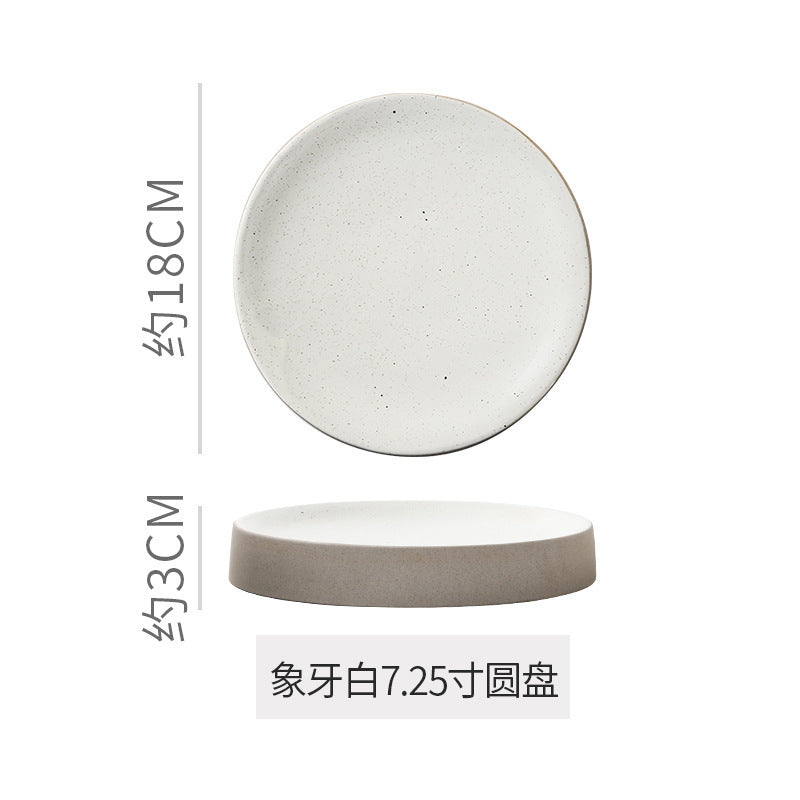 Stylish high-looking clay western food snack round plate restaurant hotel for home pastry dessert plate classy plate