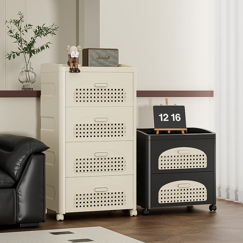 Household trolley foldable storage rack multi-functional finishing box living room bedroom dustproof thickened snack storage cabinet