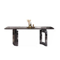 Foshan-made natural marble dining table, a touch of luxury for high-end villas and restaurants. rectangular, suitable for home use, and crafted from premium stone