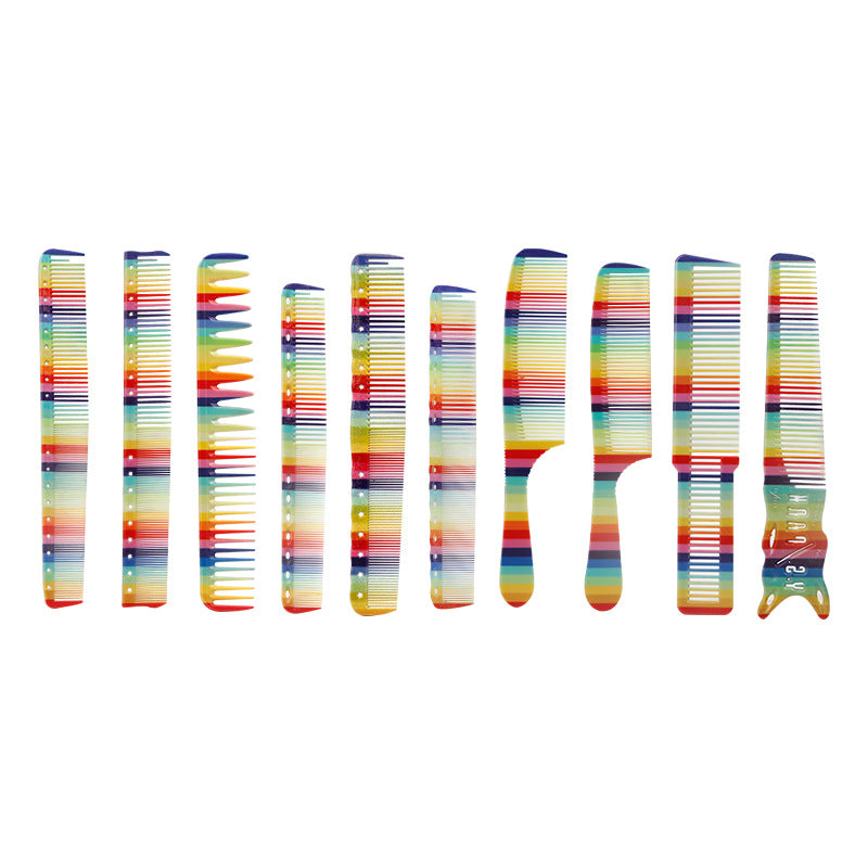 Ingrid Rainbow Cutting Comb Hair Salon Special Zone Positioning Anti-static Rainbow Comb Hairdressing Tip Tail Highlighting Comb