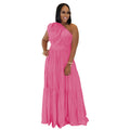 C7389 cross-border   fashion women's elegant off-the-shoulder lightweight summer dress