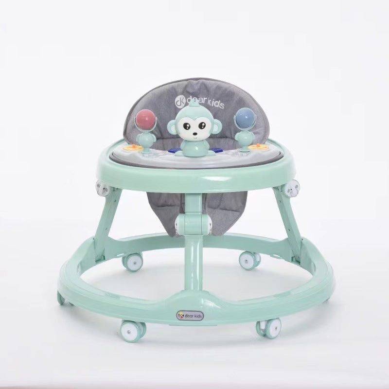 Monkey baby toy baby walker wear-resistant silent wheel baby walker multi-function anti-rollover hand push learning line