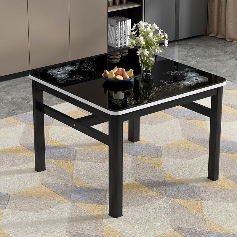 Square tempered glass dining table and chair set - modern minimalist design for small spaces