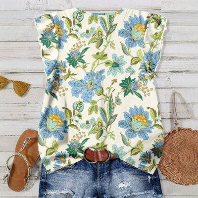 Ready-to-ship european and american cross-border women's blouses: new summer v-neck floral print shirts