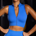 new arrival zipper tops female hot girl running bubble wrap sleeveless sports vest breathable fitness clothing wholesale