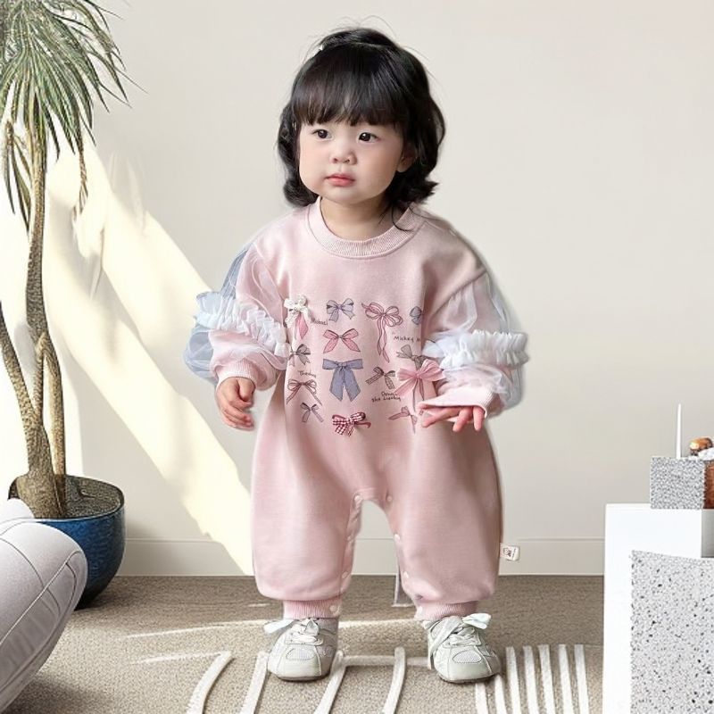Spring & fall baby super cute baby onesie autum clothes princess style long sleeves khaki outing clothes super cute sweet