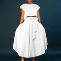 D3205 european and american plus size women's clothing  new fashionable and elegant casual top and flared midi skirt foreign trade set