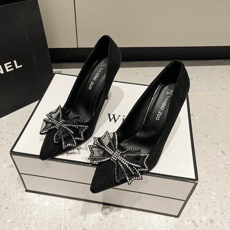 French high heels: new european and american fashion floral pointed-toe stiletto heels for women, summer 2025 collection