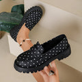 Export  summer new thick sole thick heel loafers plus size slip-on round toe polka dot bowsflats women