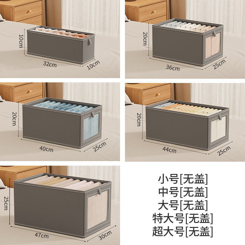 2025 Japanese-style large windowable cotton and linen storage box foldable household fabric storage for clothes and clothing