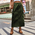 European and american cross-border e-commerce women's apparel: new heavy-duty drawstring design denim work skirt/utility skirt for independent websites and