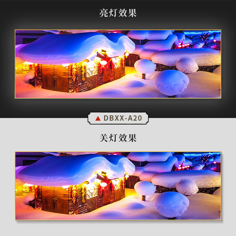 Farmyard Northeast Snow Scene Decorative Painting Rural Folk Scenery Wall Painting Iron Pot Stew Restaurant Light Box Hotel Hanging Painting
