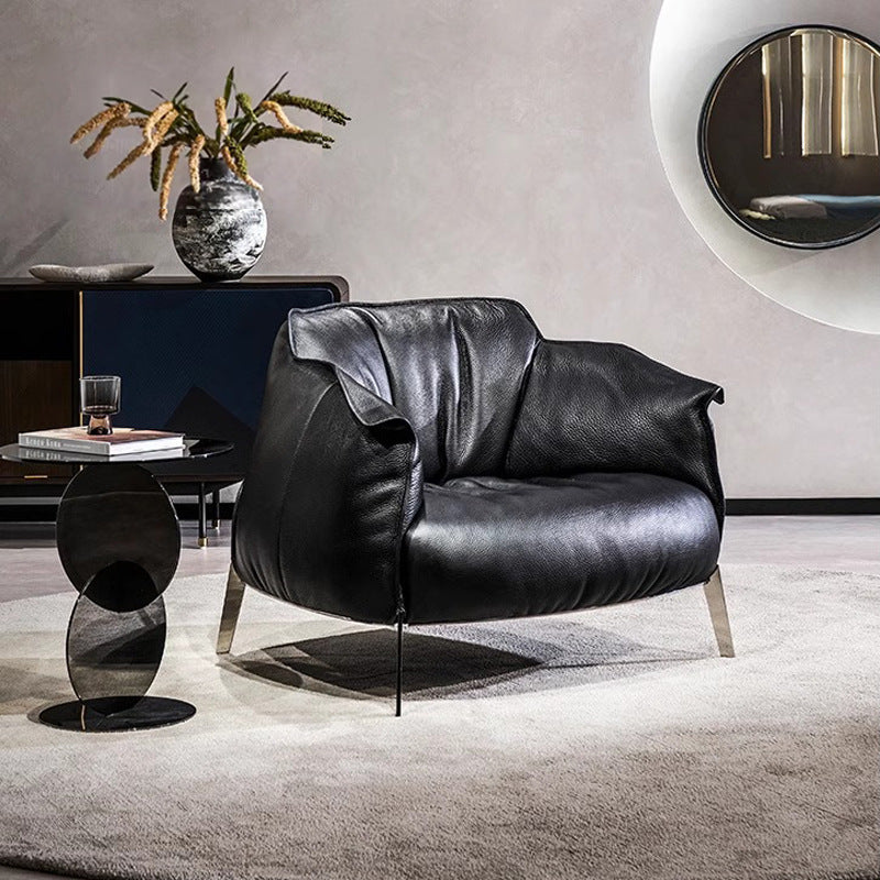 Source factory light luxury single sofa living room for homeclassy designer genuine leather classy art balcony casual chair