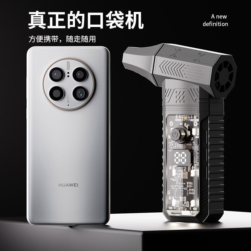 Cross-border Double Head Multifunctional Violent Turbine High Speed Fan Blowing Dust Belt Rechargeable Lighting Outdoor Travel Handheld Fan