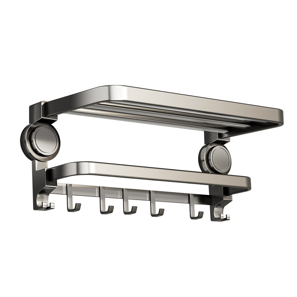 Suction cup towel rack - no drilling required, bathroom hanging rod, bathroom storage shelf, toilet & washroom organizer, towel bar