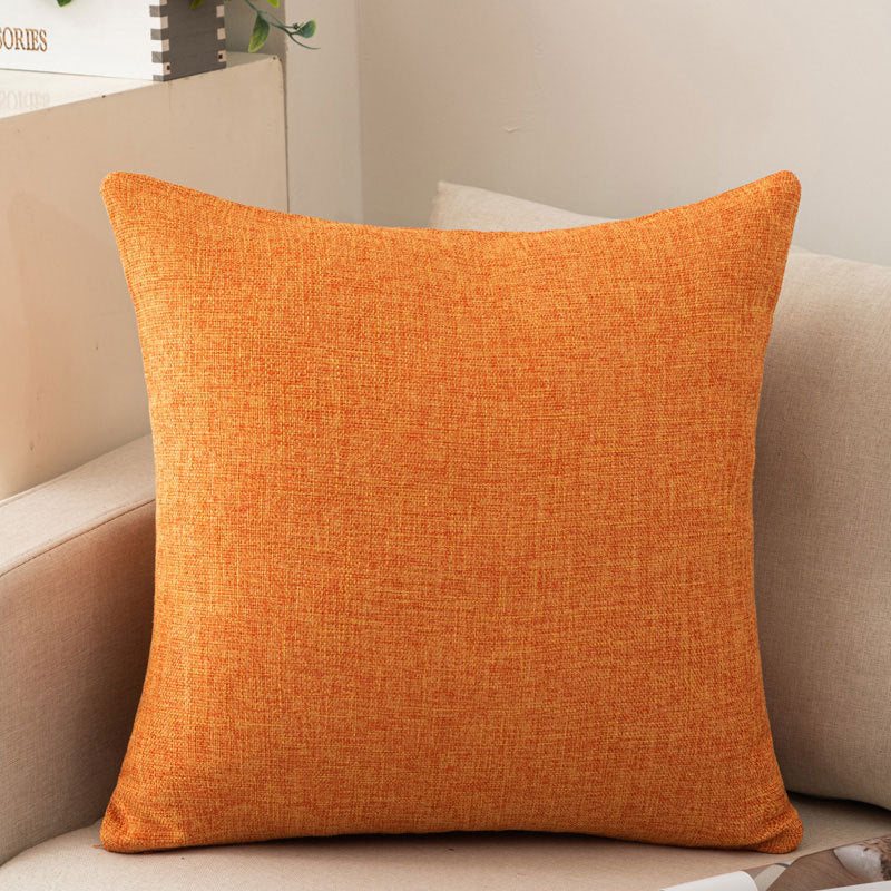 Solid color throw pillow sofa cushion cotton linen style minimalist modern office lumbar pillow square backrest bed headrest pillow