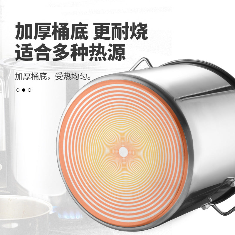 Soup bucket, hotel stainless steel multi-purpose bucket with lid, large-capacity soup pot, household round bucket, porridge bucket, water storage bucket