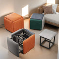 Minimalist modern metal 5-in-1 cube stool: multifunctional storage shoe bench for home and kids
