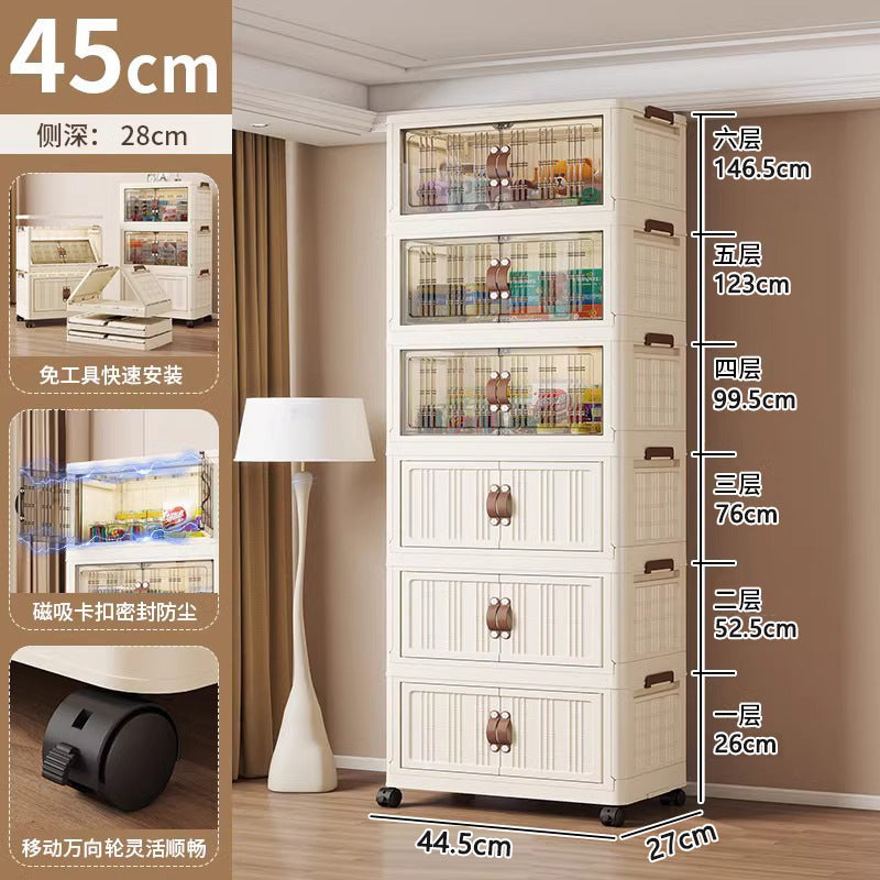 Folding cabinet double door storage cabinet large capacity bedroom baby wardrobe plastic installation-free floor-standing cabinet one piece minimum