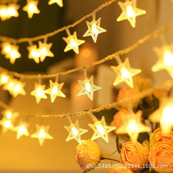 Star light string Pentagram room decorative light battery box USB Christmas scene arrangement small lights wholesale