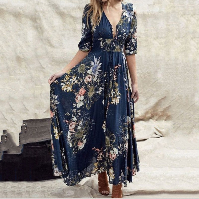 2025 summer: understated luxury, simple chic - plus size women's clothing. unique print design, v-neck, sexy dress