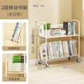 Living room bookshelf floor storage rack - mobile with wheels, home simple cart, snack storage bookshelf, invisible bookshelf