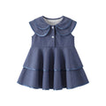 Princess dress kids girls summer new  fashion ruffle baby princess dress solid color korean style children's dress