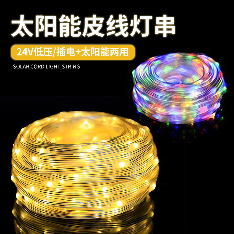 LED solar leather wire light string light Gypsy small light string, outdoor waterproof low voltage tree light outdoor decorative flash light