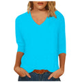 cross-border  women's casual v-neck 3/4 sleeve t-shirt top - in stock