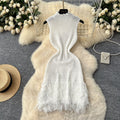European and american style minimalist sleeveless knit dress - women's summer raw hem slim fit bodycon mini dress - sexy & chic