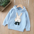 Girls' hooded sweater -  autumn/winter collection - rabbit design, versatile knit pullover, fleece-lined, thickened, pullover sweatshirt