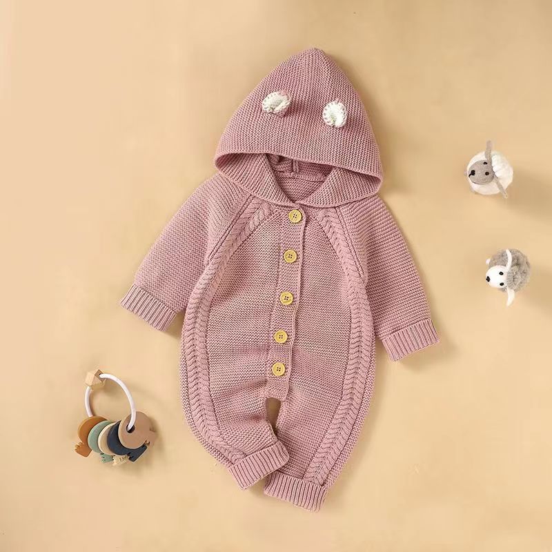 Baby knitting onesie fall and winternewborn baby boy and girl sweater cute heattech romper 016