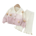 Kids' knit cardigan & pants set -  autumn/winter new collection - girls' cartoon cardigan & wide-leg pants set