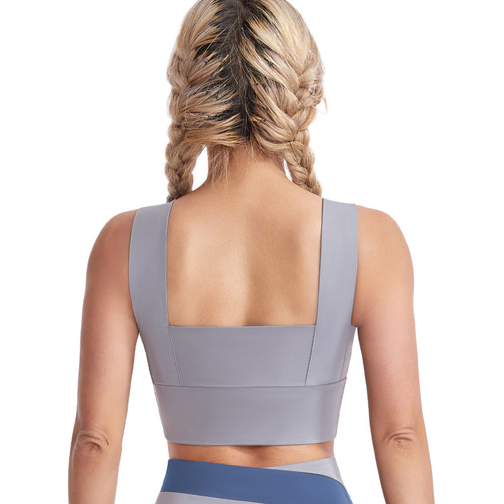 New sports underwear women's vest type shockproof gathering fitness bra nude without steel rim beautiful back yoga top