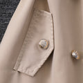 Girls' dress (sizes for mid-to-large children), double-breasted, cinched waist, faux two-piece, long sleeve dress