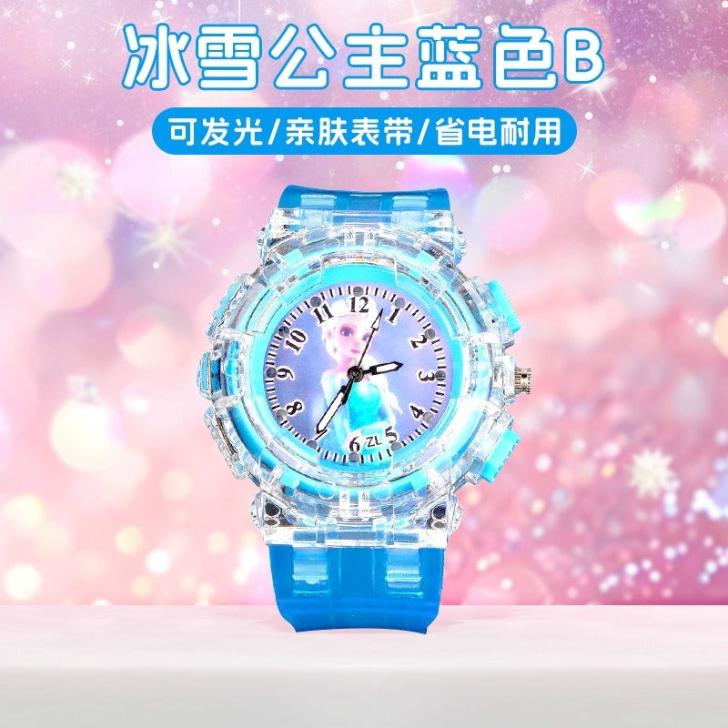 Elsa princess kids watch - girls' luminous electronic watch, cartoon toy, preschool 3-6 years old, waterproof night light