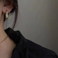 European and american cross-border u-shaped fashion light luxury copper ear cuff, minimalist chic elegant women's simple high-end square earrings