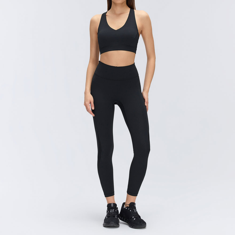 Yoga fitness clothing suit women's high-strength bubble wrap running sports bra naked high waist hip lifting yoga nine-point pants