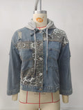 Fashion cross-border foreign trade independent station  new washed denim leopard print python print short jacket tops