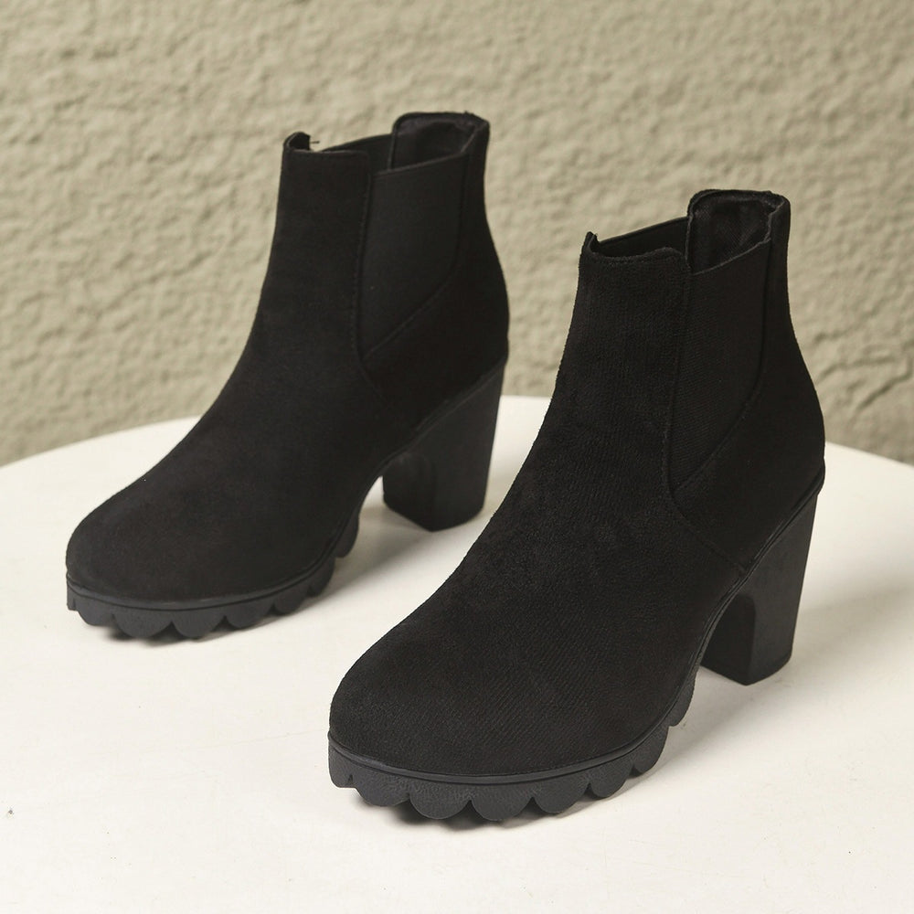 Exportplus sizefall and winternew arrival sleeve boots women's round toe thick high heel elastic exportfashion women's short boots