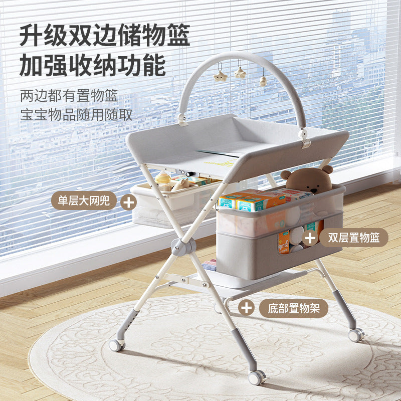 Changing table, baby care station, massage & bathing combo - foldable, portable, multifunctional newborn baby bed with changing and touching surface