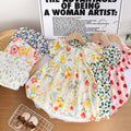 【matching family outfits】girls' cotton silk floral dress - princess style, stylish print, and puff sleeve skirt