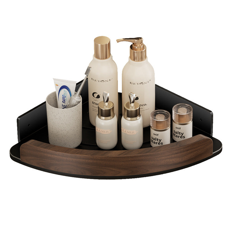 Walnut Triangle Shelf Bathroom Corner No Punching Space Aluminum Toilet Toilet Toilet Storage Shelf