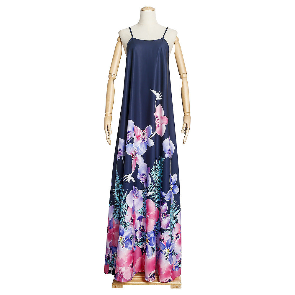 European and american cross-border e-commerce   sleeveless printed dress african plus size women's camisole maxi dress