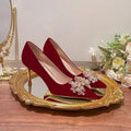 Wedding shoes women's 2025 new arrival stiletto heel bridal shoes pointed toe red wedding dress toasting high heels